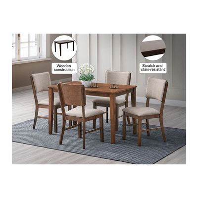 Raytown  1 + 4  Solidwood Dining set- Walnut / Brown