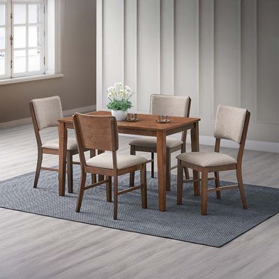 Raytown  1 + 4  Solidwood Dining set- Walnut / Brown