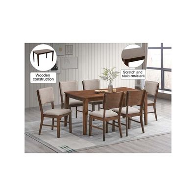 Raytown  1 + 6  Solidwood Dining set- Walnut / Brown