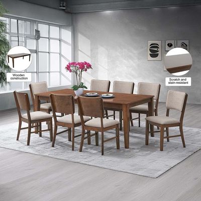 Raytown  1 + 8  Solidwood Dining set- Walnut / Brown