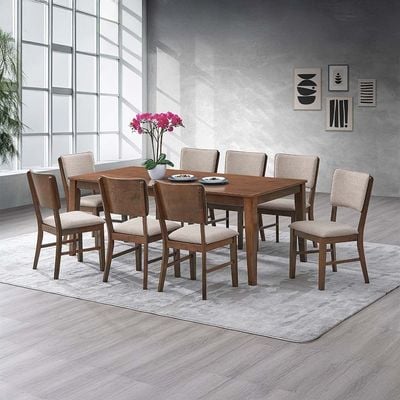 Raytown  1 + 8  Solidwood Dining set- Walnut / Brown