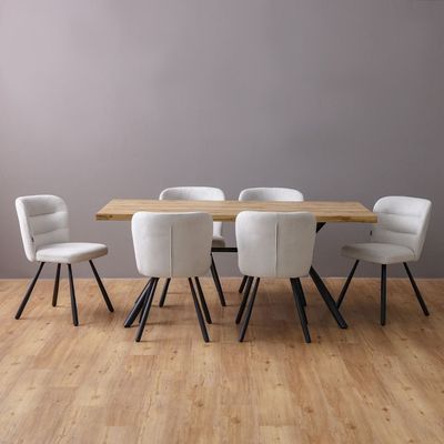 Moroni  1 + 6   Dining set- Brown / Grey