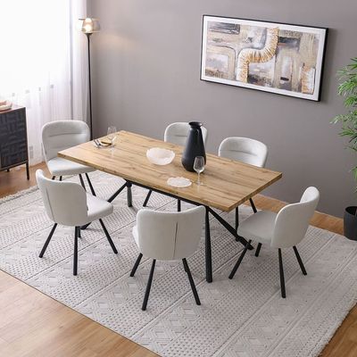 Moroni  1 + 6   Dining set- Brown / Grey