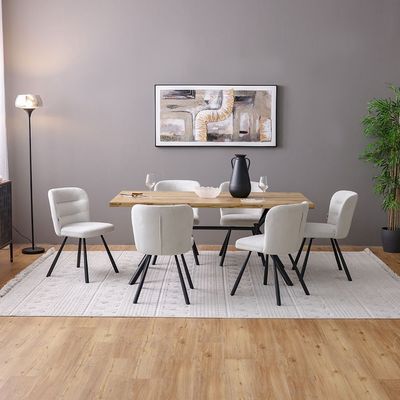 Moroni  1 + 6   Dining set- Brown / Grey