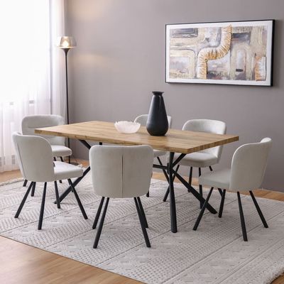 Moroni  1 + 6   Dining set- Brown / Grey