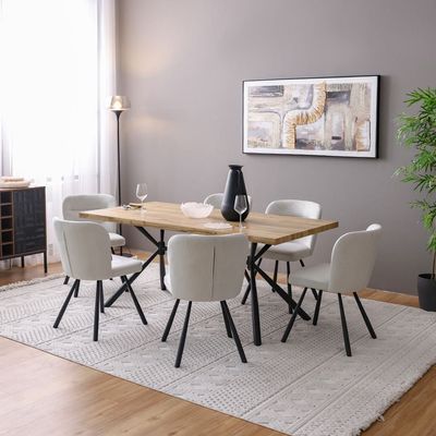 Moroni  1 + 6   Dining set- Brown / Grey