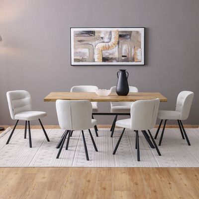 Moroni 1+6-Seater Dining Set - Brown/Grey - With 2-Year Warranty