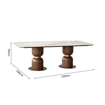 Alhamra 8 Seater Stone Dining Table - White/Green/Gold