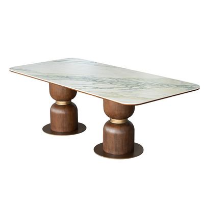 Alhamra 8 Seater Stone Dining Table - White/Green/Gold