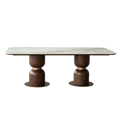 Alhamra 8 Seater Stone Dining Table - White/Green/Gold