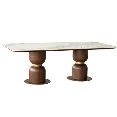 Alhamra 8 Seater Stone Dining Table - White/Green/Gold