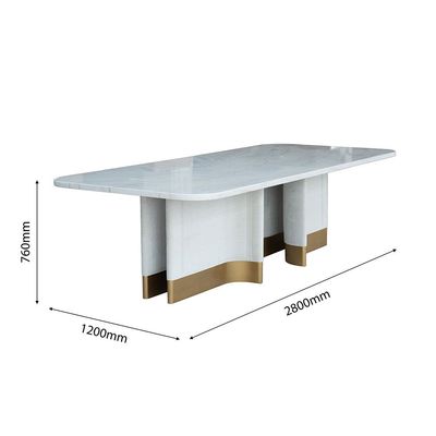 AlLayal 1+10 Marble Dining Set - White /Brushed Gold/Beige