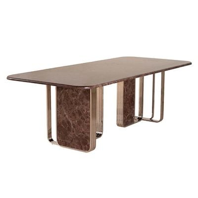 Devibar 1+8 Dining Set - Brown/Silver