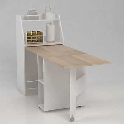 Maeda 4 Seater Folding Dining Table w/ Storage  - White/Oak