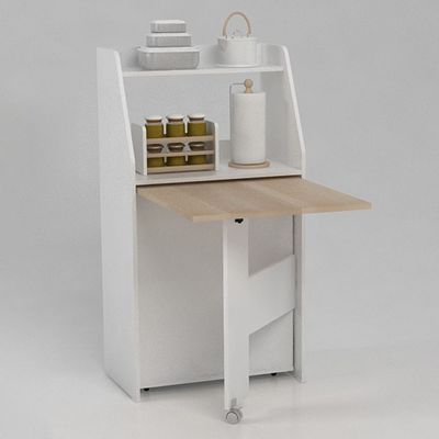 Maeda 4 Seater Folding Dining Table w/ Storage  - White/Oak