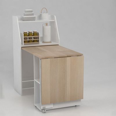 Maeda 4 Seater Folding Dining Table w/ Storage  - White/Oak