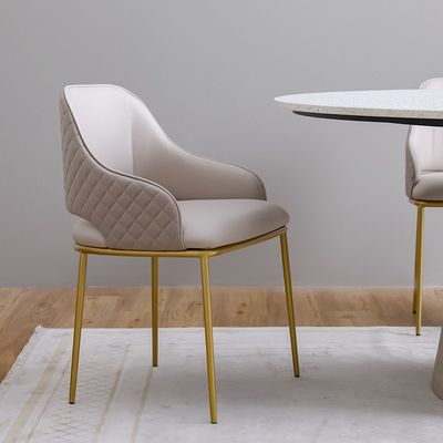 Margaret 1 + 6-Seater Dining Set with Margaret Dining Chair - Beige/Gold - With 2-Year Warranty