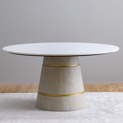 Margaret 6 Seater  Round Dining Table - Beige / Terrazo / Gold