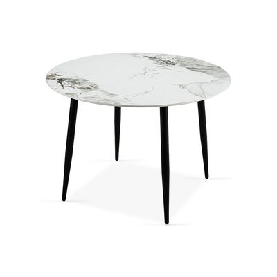 Elmont 4 seater Round Dining table Ceramic- White/Black