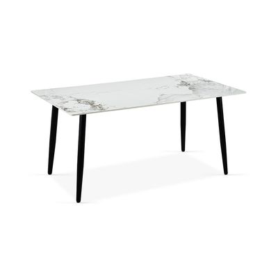 Elmont 6 seater Dining table Ceramic-White/Black