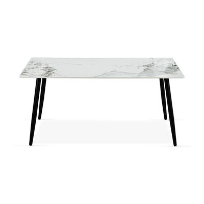 Elmont 6 seater Dining table Ceramic-White/Black