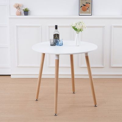 Stork 2 Seater Round Dining Table  - White / Beech