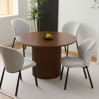 Davion 4 Seater Round Dining Table  - Walnut