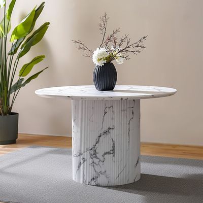 Davion 4 Seater Round Dining Table-White