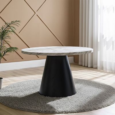 Hampton 4 Seater Round Dining table-White/Matt Black