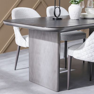 Millo 1+6 Seater Glass Top Dining Set - Grey Metallic