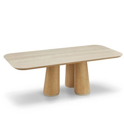 Nordomi 8 Seater Stone Top Dining Table- Cream/Natural Oak