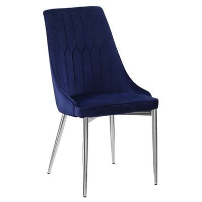 Neil Modular Chrome Leg Dining Chair - Dark Blue Fabric