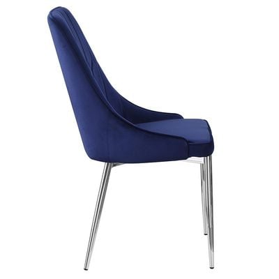 Neil Modular Chrome Leg Dining Chair - Dark Blue Fabric