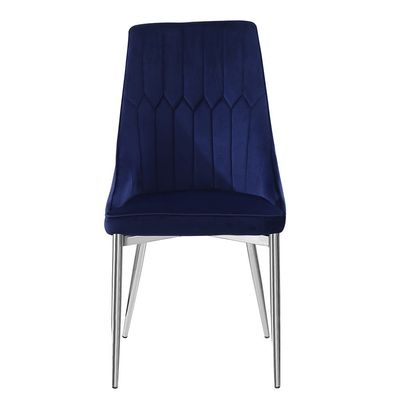 Neil Modular Chrome Leg Dining Chair - Dark Blue Fabric