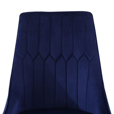 Neil Modular Chrome Leg Dining Chair - Dark Blue Fabric