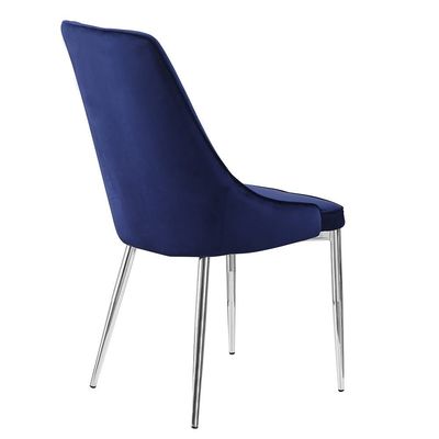 Neil Modular Chrome Leg Dining Chair - Dark Blue Fabric