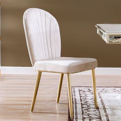 Gabby Dining Chair - Beige / Gold Stainless