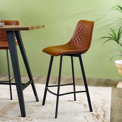 Gideon 4-Seater Counter Height Dining Set with Gideon Counter Height Dining Chair - Brown/Natural Oak - With 2-Year Warranty
