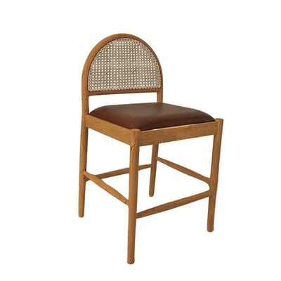 Masaya Solid Wood Bar Counter Chair - Brown / Walnut