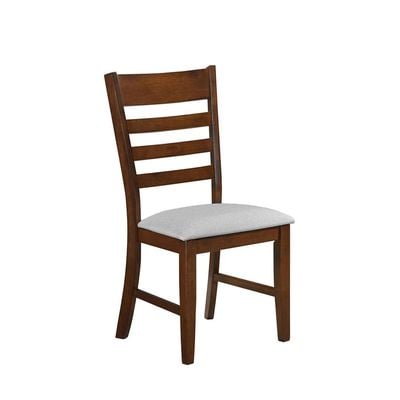 كرسي طعام يوستاس - طقم من قطعتين - بني داكن/رمادي - مع ضمان لمدة عامين