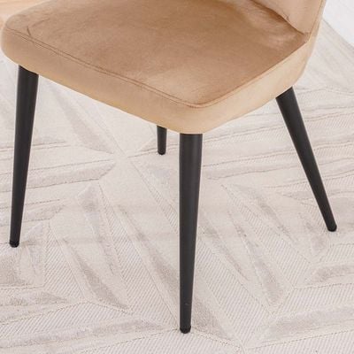 Tiago Fabric Dining Chair - Set Of 2 - Dark Beige/Black - With 2-Year Warranty