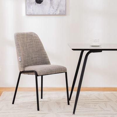 Hamlin Fabric Dining Chair - Set of 2 - Grey/Black - With 2-Year Warranty