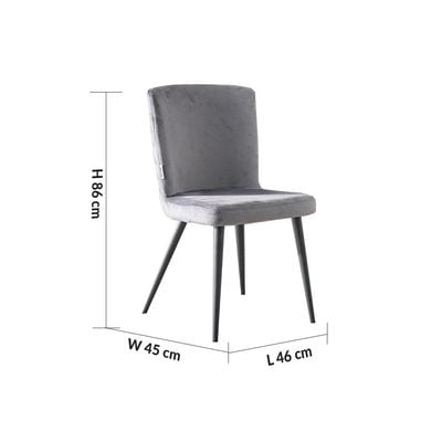 Tiago Fabric Dining Chair - Set of 2 - Dark Grey/ Black - With 2-Year Warranty