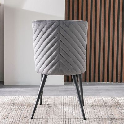 Tiago Fabric Dining Chair - Set of 2 - Dark Grey/ Black - With 2-Year Warranty