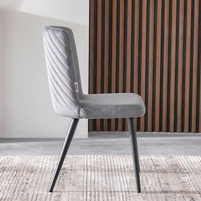 Tiago Fabric Dining Chair - Set of 2 - Dark Grey/ Black - With 2-Year Warranty