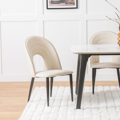 Almanza Dining Chair - Set of 2 - Beige - With 2-Year Warranty