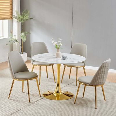 Niha Chair - Set of 2 - Beige/Gold - With 2-Year Warranty