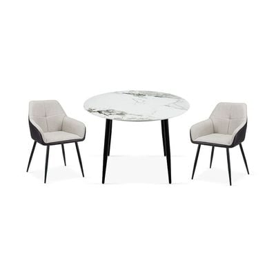 Elmont 4 Seater Dining Set w/ Elmont Dining Chair - White/Black/Brown