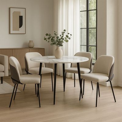 Elmont 1+ 4 Seater Dining Set with Mont Dining Chair - White/Black/Beige/Brown - With 2-Year Warranty