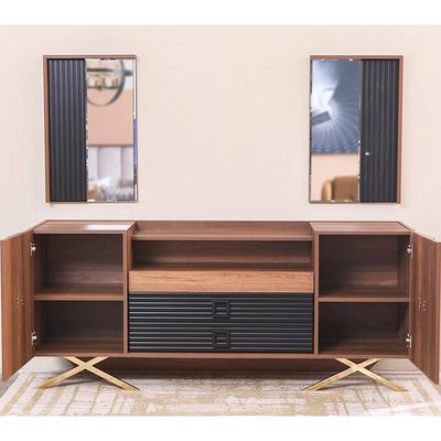 Roma Dining Sideboard-Walnut / Gold